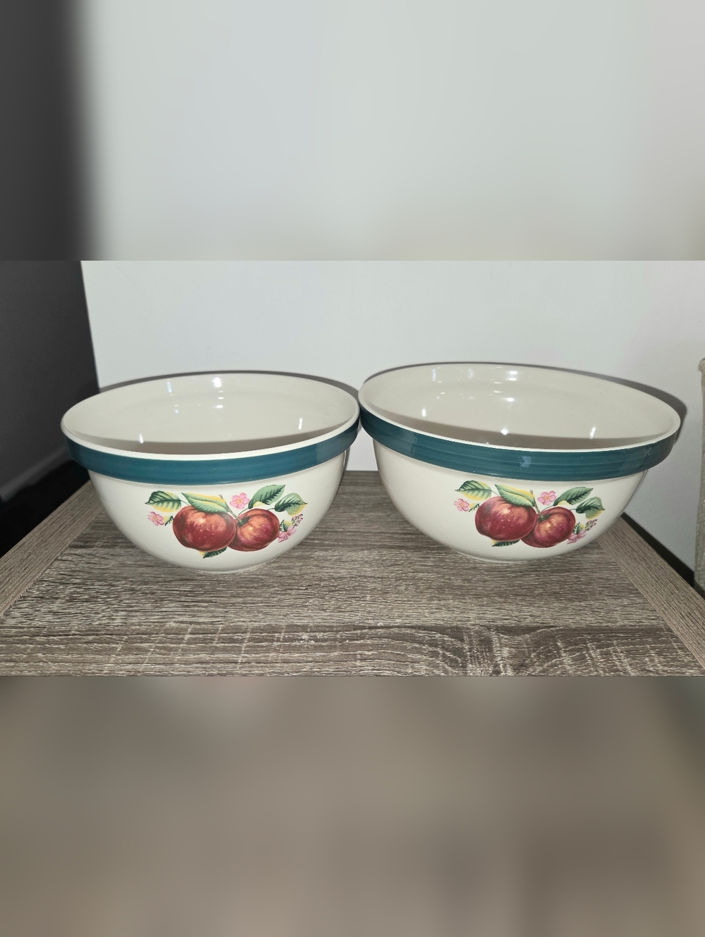 Vintage Set of 2 Apple Mixing Serving Bowl Set Pieces Stoneware SEE DESCRIPTION.